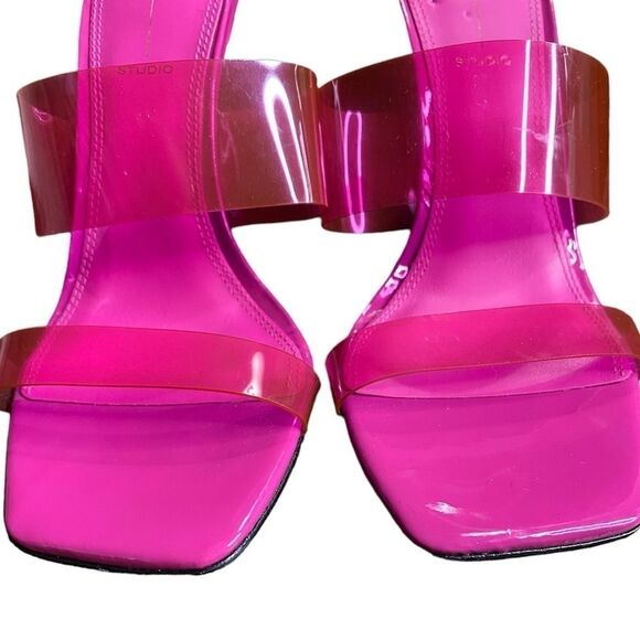 Black Suede Studio ODESSA Fuchsia Fedora Patent Leather Cut Out Wedge Sandals - Picture 10 of 16